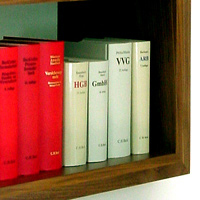 Teilansicht vom B&uuml;cherregal mit Gesetzb&uuml;chern